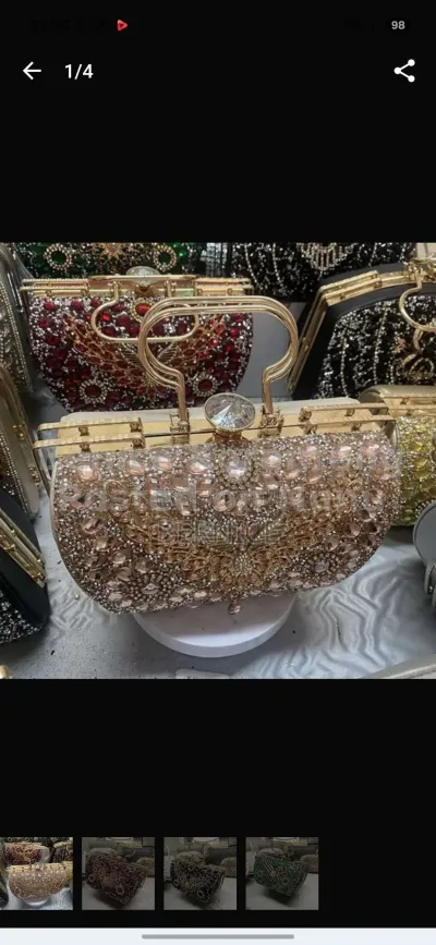 Elegant Crystal Beaded Evening Clutch Handbag
