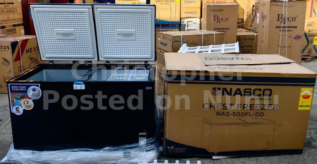 Presenting the NASCO 500FL-DD Chest Freezer, featuring a substantial