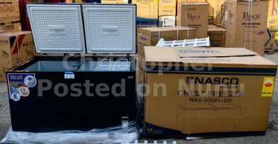 Presenting the NASCO 500FL-DD Chest Freezer, featuring a substantial