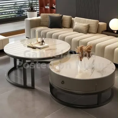 2 set marble Center table with drawer