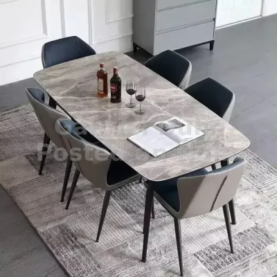 6 seater marble dining table set