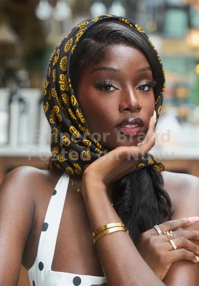 Adinkra Heritage Black & Gold Scarf | Ghanaian Symbols Luxury Scarf