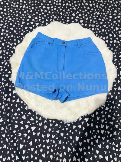 Blue Women's Shorts High-Waist Denim