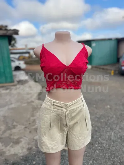 Women's Lace Crop Top Red