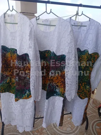 Adire lace cotton dress