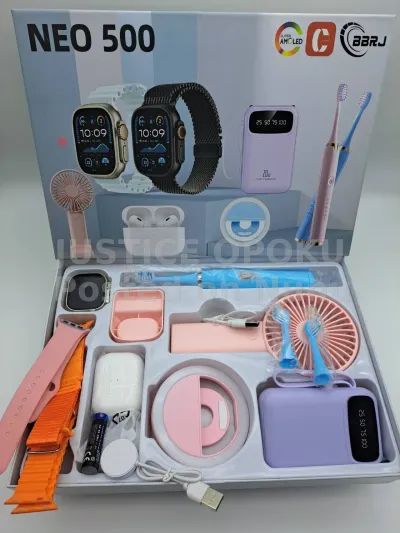 12-in-1 Smart Watch with "Airpod, Fan, Power Bank, Brush, Ring Light