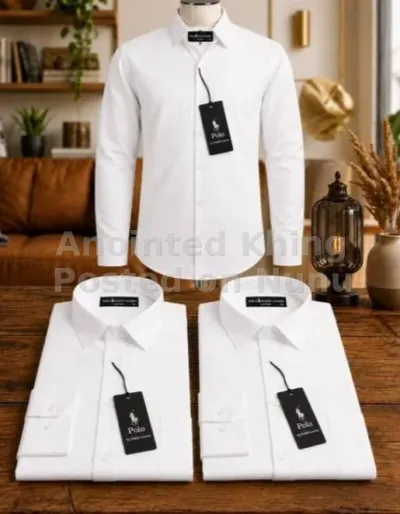 long sleeve Polo shirt  for men all sizes white colour