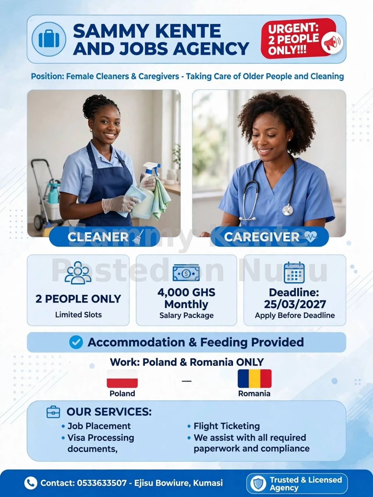 cleaning and care taker