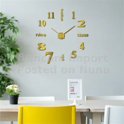 Clock House Gold 3D Wall Clock – Modern Decorative Wall Clock for Livi