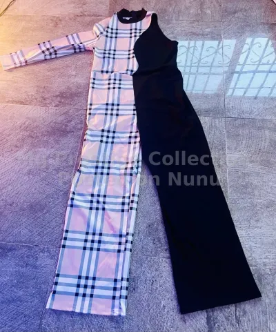 Women's Asymmetrical Colorblock Plaid Jumpsuit
