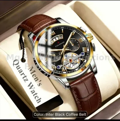 Brand New Fourron Luxury Men's Leather Quartz Watch