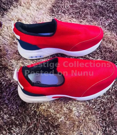 Unisex Red Slip-On Casual Sneakers