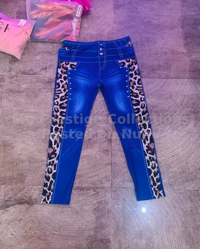 Leopard Print Side-Panel Denim Print Leggings