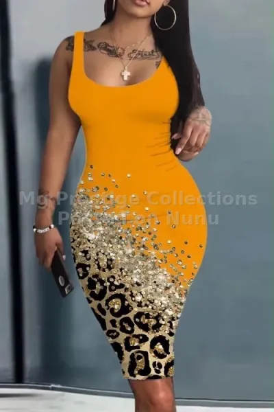 Women's Scoop Neck Sleeveless Bodycon Midi Dress