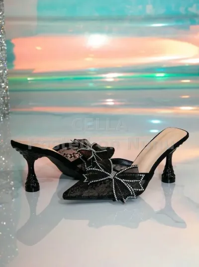 ladies lace mesh heel