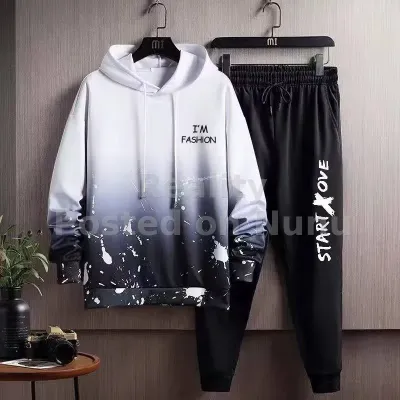 I'M FASHION 2-Piece Tracksuit - Gradient Splash Hoodie + Jogger Set -