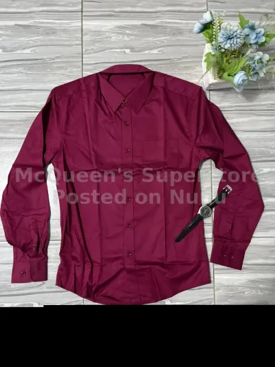 Men's Premium Long-Sleeve Formal Shirt - Wine