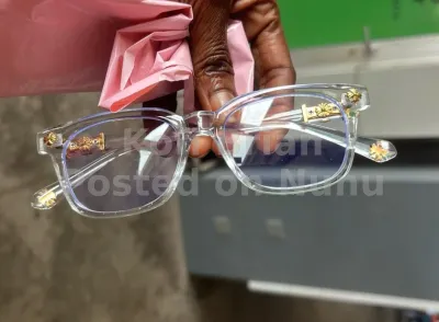 clear&gold chrome heart glasses