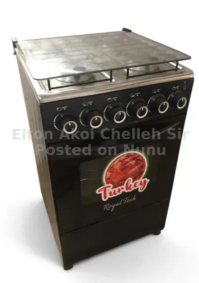Turkey Royal Tech 4 Burner Gas Cooker with Oven & Grill, 60x60cm, Bran