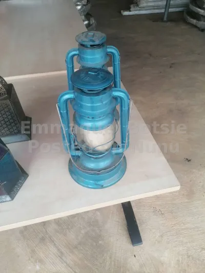 Brand New Sky Blue Hurricane Kerosene Lantern – Emergency & Dec